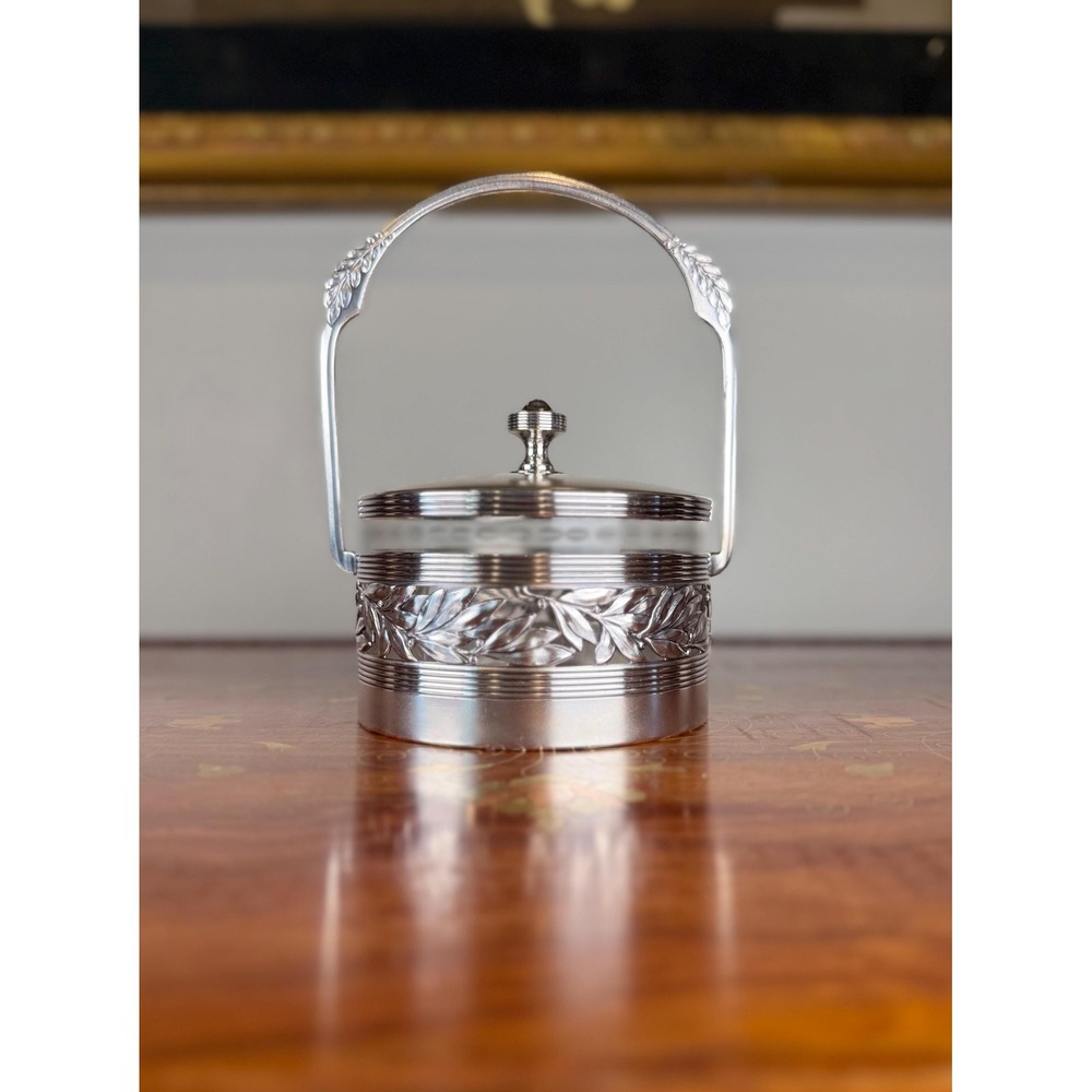 Antique WMF Biscuit Barrel • Silver Plate Glass Art Nouveau Jar